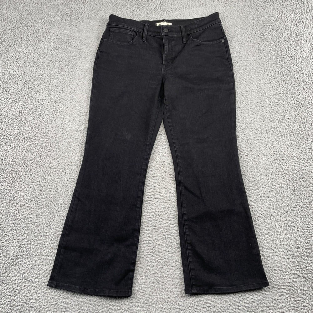 Madewell Jeans Womens 31 Black Mid-Rise Kick Out Jeans Flare Stretch Solid